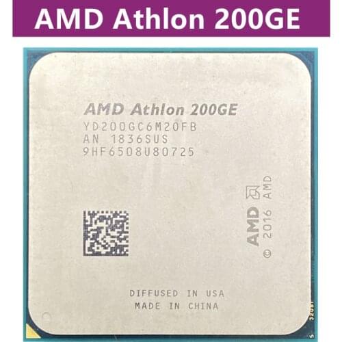 AMD Athlon 200GE X2 200GE 3.2 GHz Dual-Core Quad-Thread CPU Processor YD200GC6M2OFB / YD20GGC6M2OFB Socket AM4
