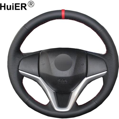 Hand Sewing Car Steering Wheel Cover For Honda Fit 2014-2019 City 2014-2019 Jazz 2014-2019 HR-V HRV 2016 -2019 Vezel 2015 -2017