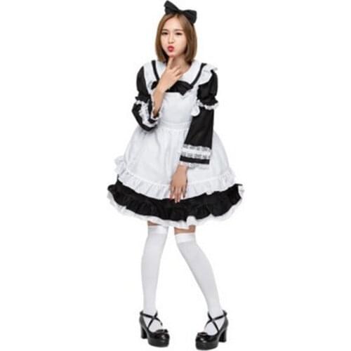 S-4XL Black Girl Woman Halloween Maid Costume Alice in Wonderland Princess Cosplay Carnival Christmas Masquerade Role play dress