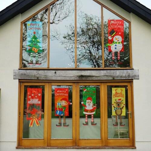Santa Claus Christmas Window Hanging Merry Christmas Decor for Home Christmas Ornament Xmas Gift Navidad 2021 New Year