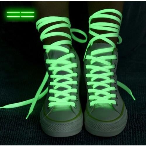 New Fashion Luminous Shoelaces Athletic Sport Flat Canvas Shoe Laces Glow In The Dark Night Color Fluorescent Shoelace 100CM