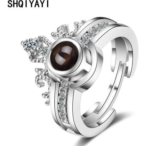 SHQIYAYI 100 Language I Love You Ring For Women Imperial Crown Wedding Engagement Rings Party Gift Fashion Jewelry 281