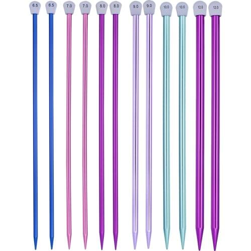 2Pcs/set 35cm Single Pointed Knitting Needles Pins 2.0-12mm Straight Aluminum DIY Weaving Tool Long Sweater Scarf Needle