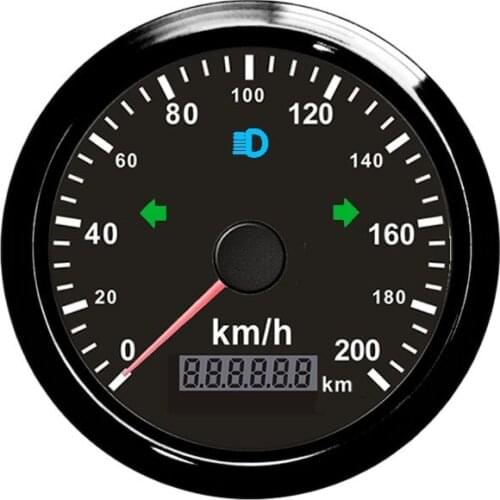 Free Shipping 85mm GPS Speedometer Black Coated Steel Bezel Waterproof IP67 Motorcycle Trucks 12/24V Left Right High beam