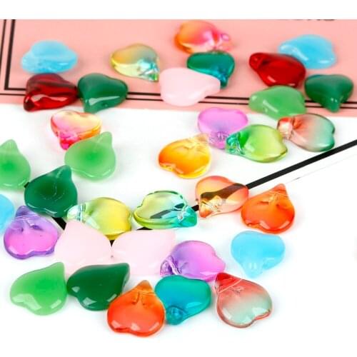 15*13mm Glass Cherry Petal 5pcs/lot hole size 2mm glass spacer beads pendant diy fashion jewelry