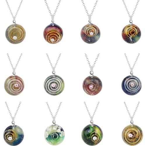 Glow Gradient Blue Sky and White Clouds Transparent Crystal Resin Pendant Ladies and Creative Handmade Jewelry Necklace