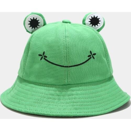 Green Frog duck Bucket Hat for Women Summer lady girls Outdoor Hiking Beach Fishing Cap Panama Sunscreen Female Sun hat Bob