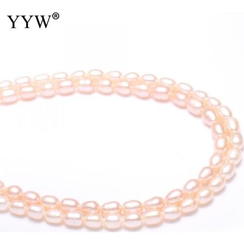 Wholesale Pearls Rice Freshwater Pearl Beads Natural Pink Grade A 5-6mm 0.8mm 15 Inch For Jewelry Making DIY Necklace Bracelet