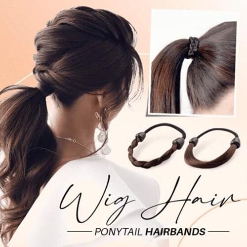 2021 Womens Realistic Wig Ponytail Holder Hair Accessories Girls Synthetic Wig Hair Elastic Rubber Hair Ties Dropshipping