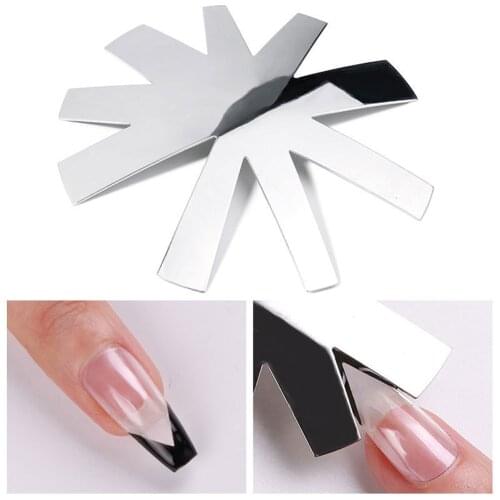 1pcs Pro 9 Sizes Easy French Smile Cut Long-V Line Almond-Shape Tips Manicure Edge Trimmer Acrylic Pink White Nails Cutter