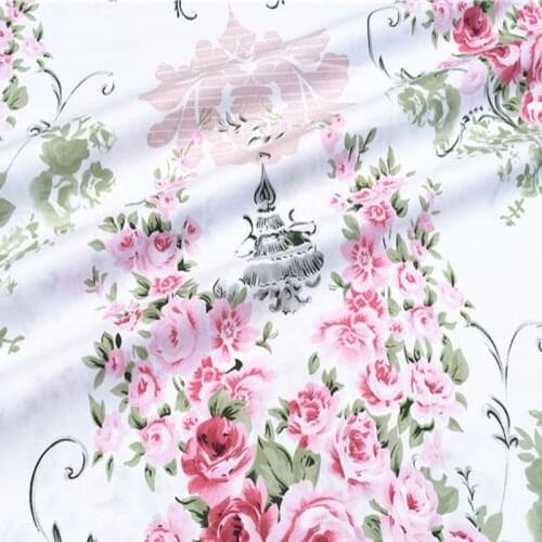 100% Cotton viaPhil Brand Spring Garden Pink Flowers Printed Fabric Patchwork Cloth Dress Home Decor 50x160cm