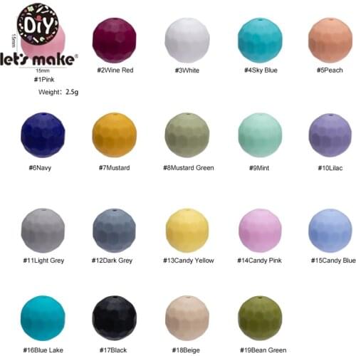 Lets Make 100PCS Food Grade Polyhedral Silicone Beads BPA Free 15mm Baby Teether Chewing Toys Beading DIY Accessory Baby Toy