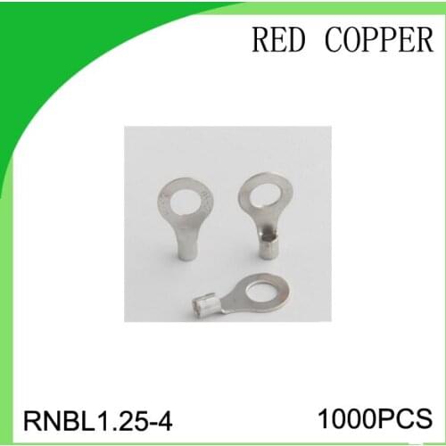 Red copper 1000 PCS RNBL1.25-4 cold-pressure terminal connector cable lug