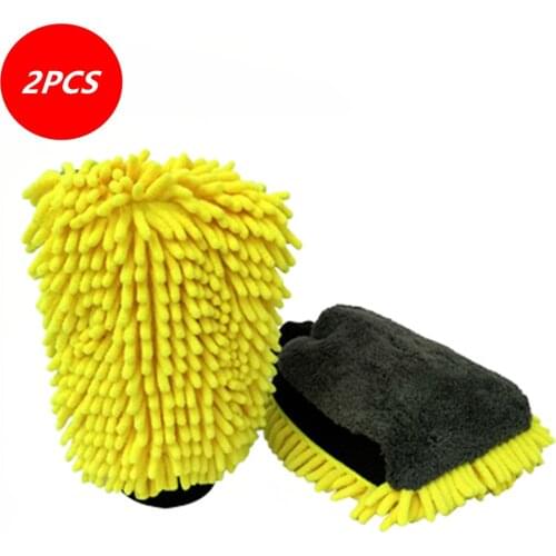 2PCS Car Styling Wash Microfiber Chenille Gloves Coral Fleece Car Cleaning Detailing Towel Double-faced Glove Car Cleaning Tool