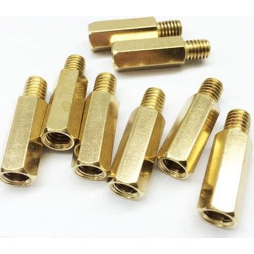 20pcs M2.5 M3 M4 Copper Brass Pillars Standoff Circuit Spacer PCB Board Nut Screws Hex Round Single Cylinder Head Hexagon pillar