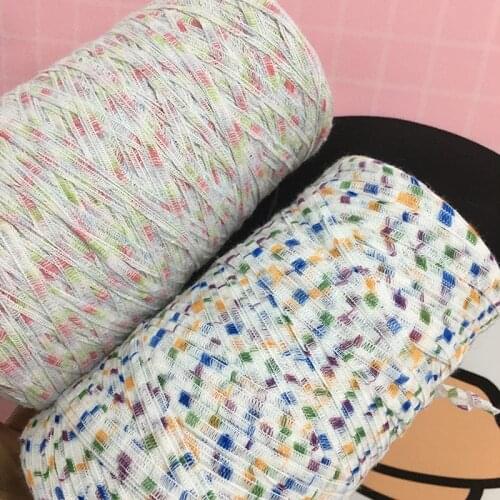 500g Rainbow flat tape yarn Bag Shoes Hat hand knitting yarn Medium thickness crochet yarn Cotton thread knit Acrylic yarn ZL52