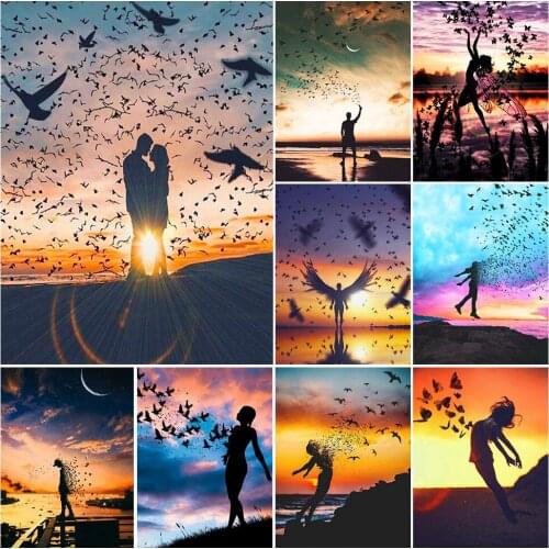 Diamond Painting Woman 5D DIY Diamond Embroidery Sunset Full Square Round Drill Rhinestone Mosaic Portrait Home Decoration