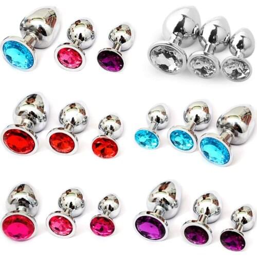 3 Pcs Anal Plug Jewel Decoration Butt Plug Sex Toys Prostate Massager Anus Toys For Women Man Couple