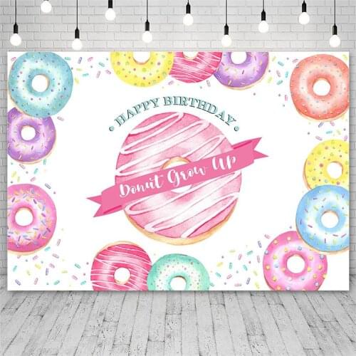 Avezano Birthday Party Photography Backdrop Pink Donuts Grow Up Dessert Background Photo Studio Photozone Photocall Decor Props