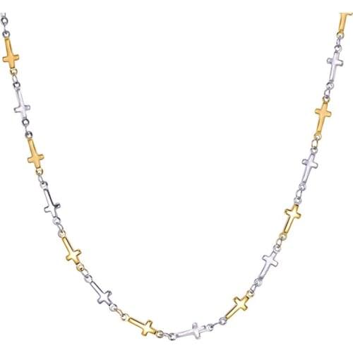 BFN009 popular 4mm*50cm Stainless steel cross necklace simple titanium steel cross chain necklace jewelry religious necklace