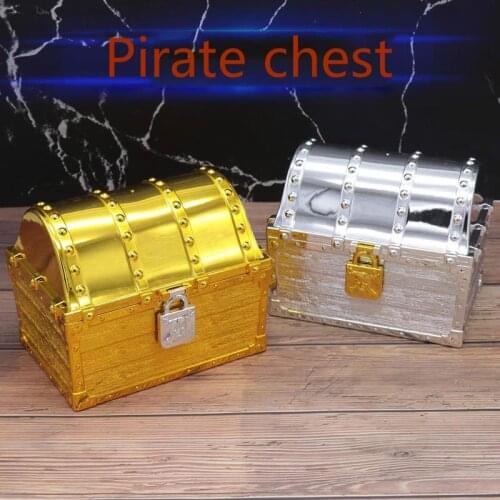 Children Pirate Treasure Box Toys Plastic Plating Box Family Props Cos Play Home Furnishing Halloween Gifts