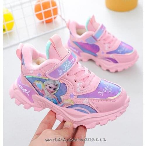 Disney Tennis Childrens Sneaker Tennis Shoes Boy Sneakers Kids Shoes Running Shoes Casual Shoes Frozen Elsa Girl Flat Fur Shoes