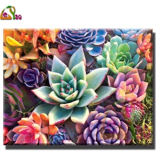 DIY 5D Diamond Painting Succulent Plants Full Square Round Diamond Embroidery Cactus Picture Rhinestones Mosaic Wall Art