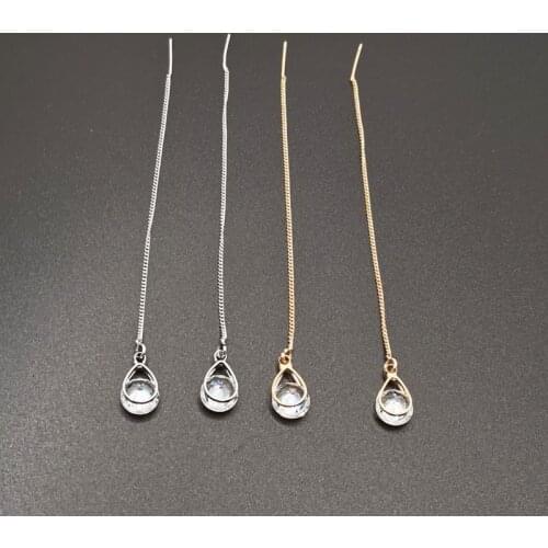 Long Cubic Zirconia Drop Dangle Bohemia Tassel Earrings for Women Statement Metal Hanging Earring Modern Female Fashion Jewelry