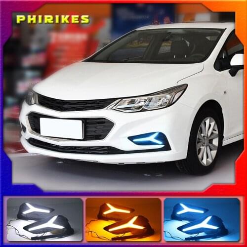 2Pcs DRL For Chevrolet Cruze 2016 2017 2018 Daytime Running Lights fog lamp cover headlight 12V Daylight signal for Chevy