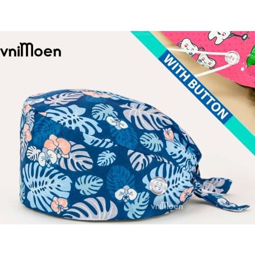 Doctor hat with Button Women Bandage Nurse Cap Nurse Hat Pharmacy Nursing Cap Lab Pet Shop Doctor Hat Surgicals Hat wholesale