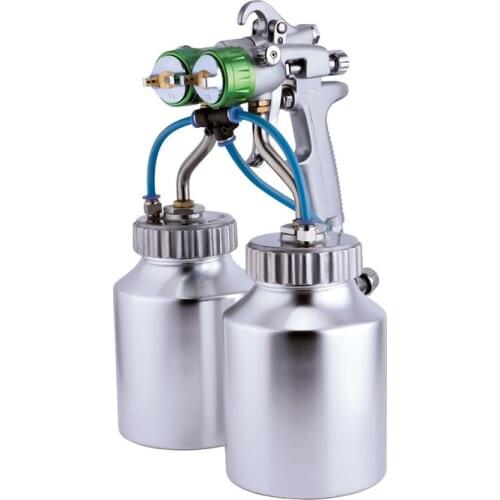 Double-headed Pneumatic Sprayer PT-29B Dual Head Air Pneumatic Pressure Sprayer Spray Gun with Pot 8-12cfm 1000ml 4.0MPa LK
