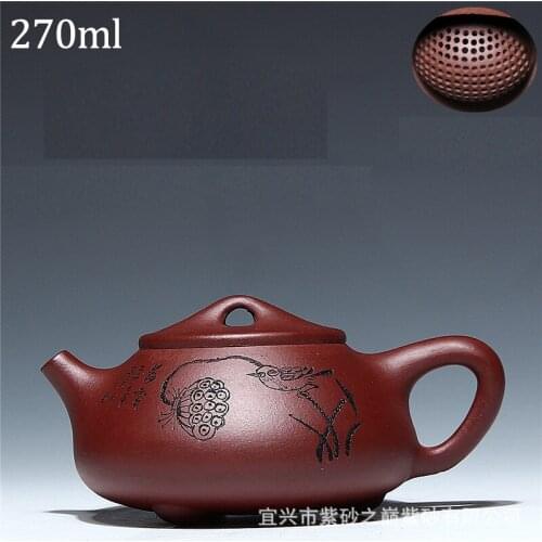 Yixing Stone scoop Teapot Hand made purple sand Capacity Purple Clay Tea Pot Cup Kettle Handmade 270ml