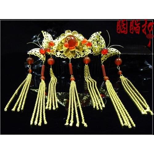 Dian Tan Chun Classical agate beading bride hair jewelry handmade hair accessories full set