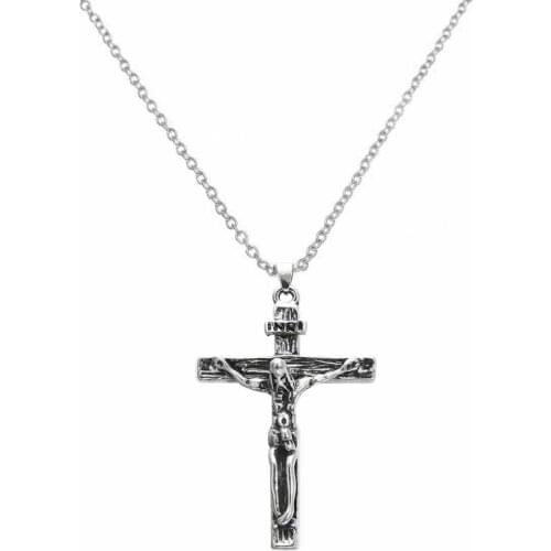 Classic Vintage Jesus Crucifix Pendant Necklace Hip Hop Rock Link Chain Necklace With Cross Pendant Unisex Jewelry bisuteria