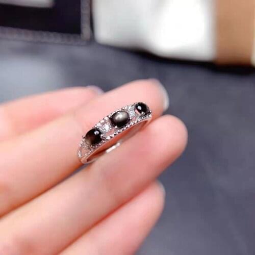 Natural Star Sapphire S925 Sterling Silver Womens Fine Ring Accessaries Party Fashion Charming Jewelry MeiBaPJFS