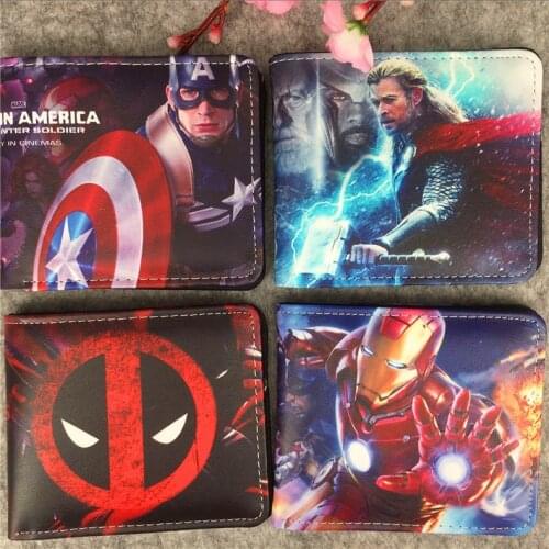 Disney Spider-Man Marvel Avengers Iron Man Deadpool Hulk Cartoon Character Cartoon Wallet Short PU Wallet Birthday Gifts