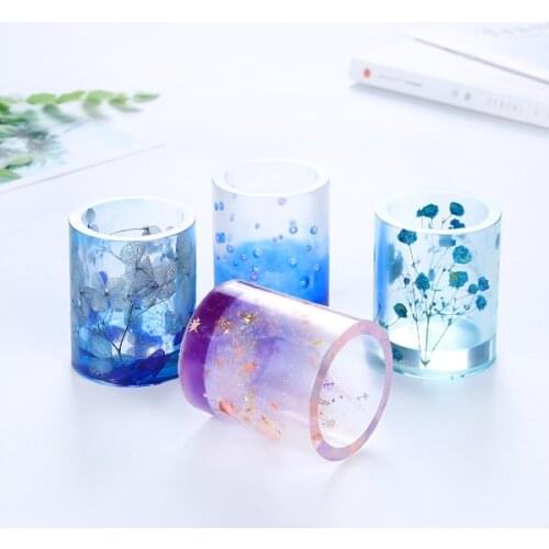 Crystal Epoxy DIY Handmade Pen Holder Silicone Mould Clear Flower Pot Moulds SUB Sale