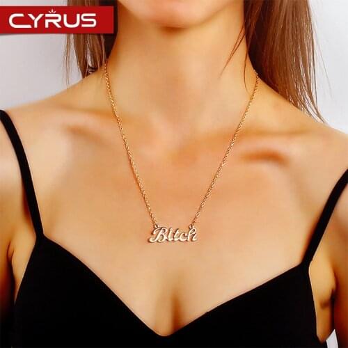 Hot Sale Letter Bitch Pendant For Women Gold Color Long Necklace Fashion Jewelry Parure Colgantes Mujer Moda Femme Accessories