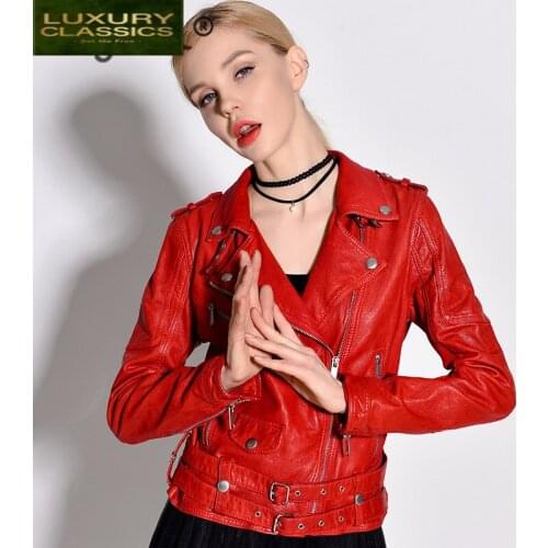 Coat 100% Real Sheepskin Female Genuine Leather Jacket Women Montone Streetwear Natural Womens Leather Jacket Clothing