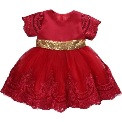 Summer Baby Girls Kids Pageant Lace Flower Bowknot Dress Wedding Princess Party Sweet Kid Sequins Tulle Ball Gown Formal Dresses