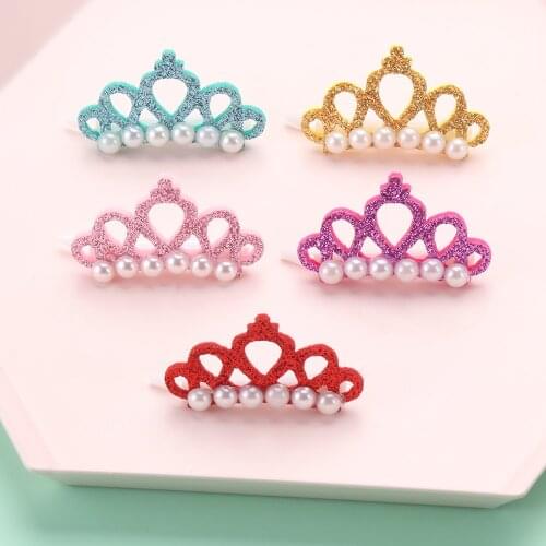 Cute Hair Clips For Pets Head Decoration Grooming Cat Bow Small Dogs Faux Pearl Crown Shape Bows Hair Clips Bow Pet Accessories