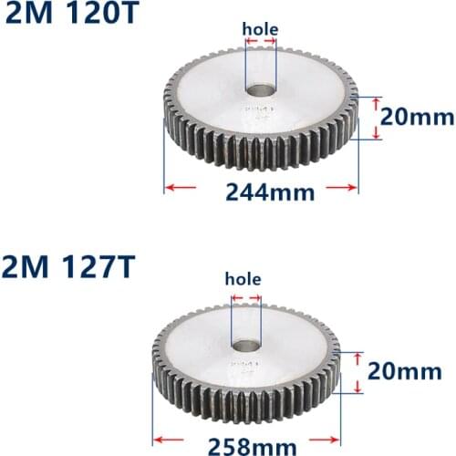 MOD2 gear rack 120teeth 127 teeth gear tooth hardened thickness 20mm 2 module metal gear pinion cylindrical spur gear customized