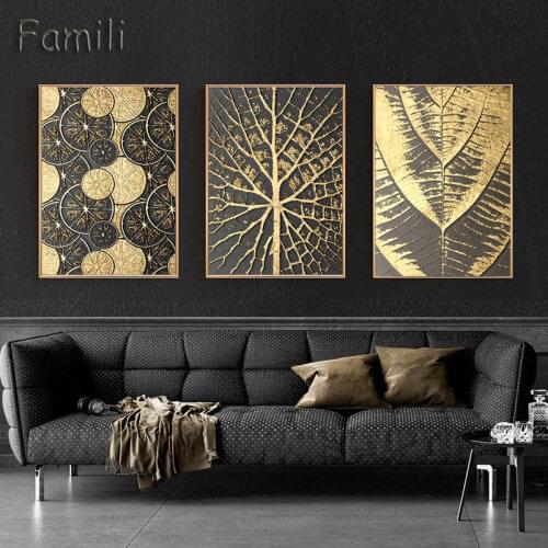 Fashion Square Burst Circle Canvas Painting Black And Gold Poster Print Luxurious Wall Art Pictures For Living Room Dining Room