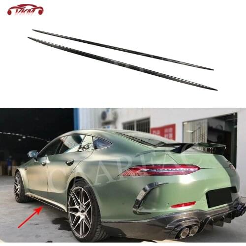 1 Pair Dry Carbon Fiber / FRP Side Skirts Bumper Trim Cover Aprons For Mercedes Benz AMG GT50 GT53 2019 2020