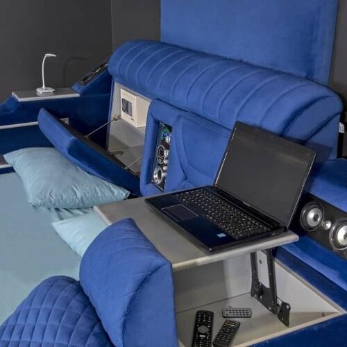 Our Smart Smart Bed Cot Bed With Tv Is Our Own Production Massage System Bluetooth Music System And Fabric Color can Be Applied