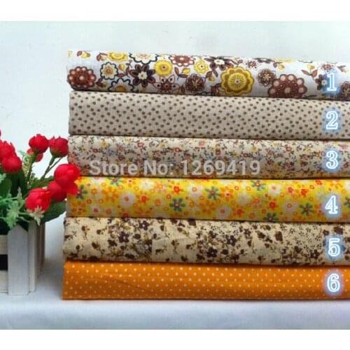 NEW! 6PCS 50*50cm Yellow Floral Print Cotton Fabric Fat Quarter Bundle For DIY Tissue To Patchwork Sew Baby Toy Quilting Textile