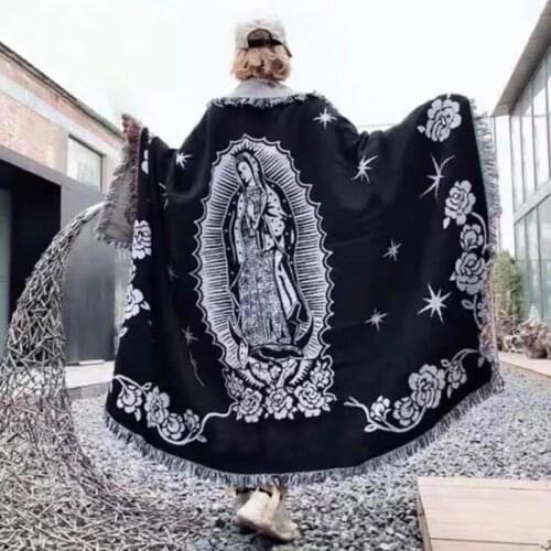 The Virgin Mary Blanket Personality Tapestry Office Air Conditioning Red Black Blankets Nap Blanket Living Room Sofa Ornaments