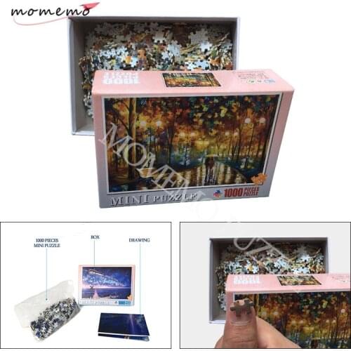 MOMEMO Romantic Rainy Night Puzzles for Adults 1000 Pieces Wooden Jigsaw Puzzle Oil Painting Pattern Puzzles Toys Lover Gifts