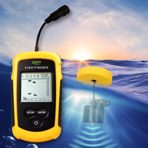 Russian manual Lucky FF1108-1 Portable Sonar Alarm for Fishing Finder Echo Sounder 0.7-100M Transducer Sensor Depth fishfinder
