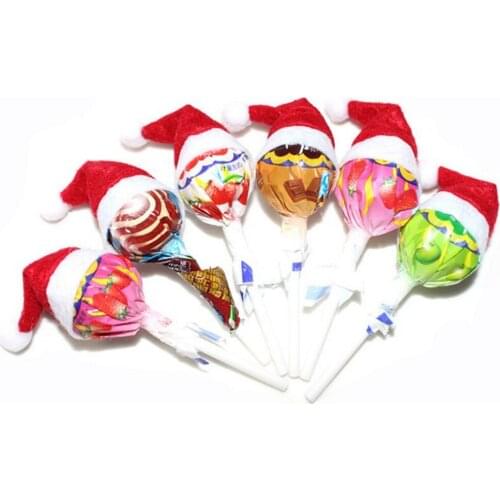 6pcs/Set Mini Christmas Hat Santa Claus Hat Xmas Lollipop Hat Mini Wedding Gift Christmas Tree Ornament Decor Creative Caps